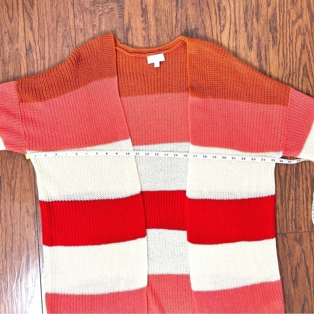 Pink Lily Boutique Colorblock Chunky Stripe Knitted Tunic Length Long Cardigan - Picture 9 of 15